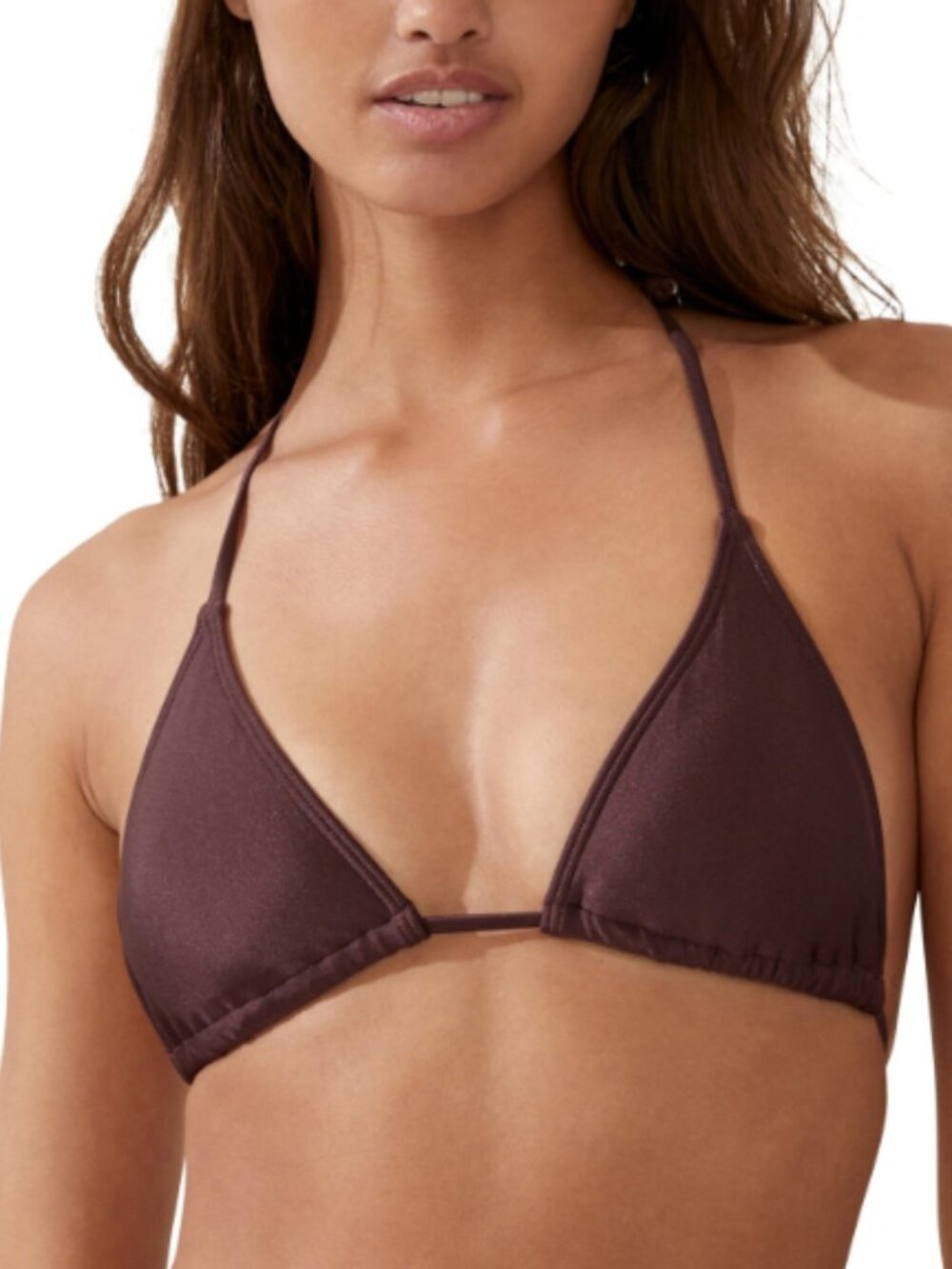 Cotton on Women's Slider Triangle Bikini Top Brown Size M 11714